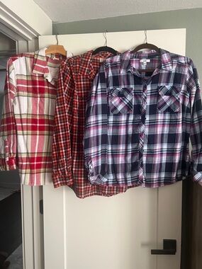 3 Plaid Button-Front Shirt